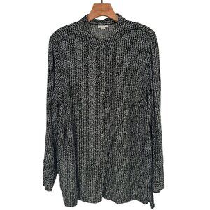 J. Jill Womens Black White pattern Button-Down Shirt to tunic size  XL Rayon